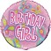18"BLK BDAY GIRL BUTTRFLS FOIL