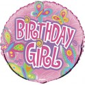 18"PKG BDAY GIRL BUTTRFLS FOIL