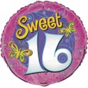 18"PKG SWEET 16 BUTTERFLS FOIL