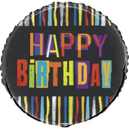 18"PKG BIRTHDAY STRIPE FOIL BL