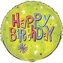 18"PKG BIRTHDAY LIMESWIRL FOIL