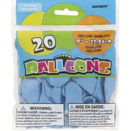 20 9" BABY BLUE BALLOONS