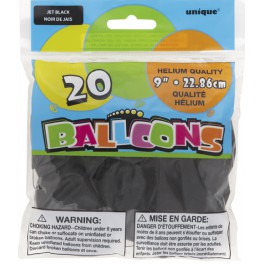 20 9'' JET BLACK BALLOONS