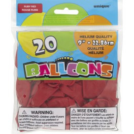 20 9'' RUBY RED BALLOONS