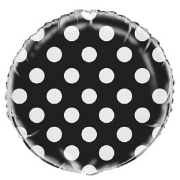 18"BLK BLCK DOT FL BLN