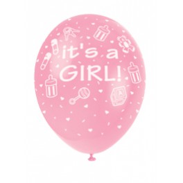 100 12" PREM IT'S A GIRL PINK