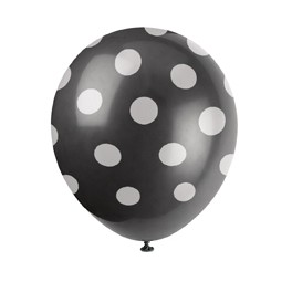 6 12" BLACK DOTS BLLNS-PRNT AA