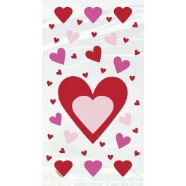 20 HEARTS CELLO BAGS 5X9"