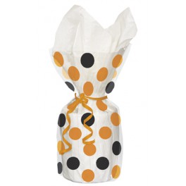 20 ORNG/BLCK DOTS CELLO BAGS