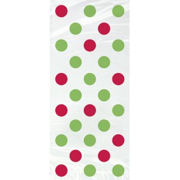 20 RED/GRN DOTS CELLO BAGS