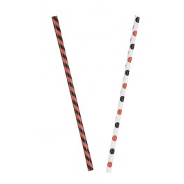10 ORG/BLK DOT/STRP PAPR STRAW