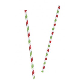 10 RD/GRN STRP/DOT PAPER STRAW