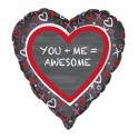 18"PKG YOU ME HEART FOIL BLN