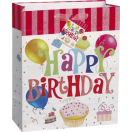 BDAY GIFTBAG ASST-LGE GLITTER
