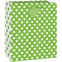 LIME GRN DOTS GIFTBAG-MED
