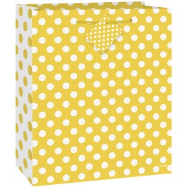 SUNFL YLLW DOTS GIFTBAG-MED