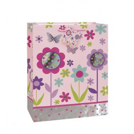 FOIL GARDEN DOTS GIFT BAG-LG
