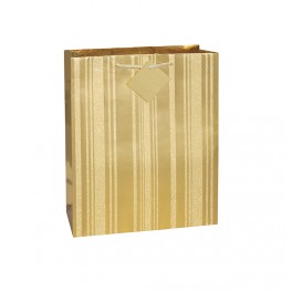 GOLD GLITTR STRIPE GIFT BAG-LG