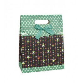 TEAL FLORAL PURSE GIFTBAG-LG