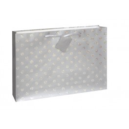 SILVR GLTR DOT GIFTBAG-HORZ LG