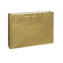 GOLD GLTR DOT GIFTBAG-HORZ LG