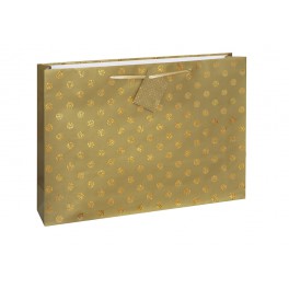 GOLD GLTR DOT GIFTBAG-HORZ LG