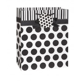 BLACK DOTS BOW GIFTBAG-LG