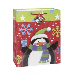 PENGUIN SNOWFLAKES GIFTBAG-LRG