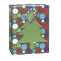 XMAS TREE DOTS CUT GIFTBAG-MED