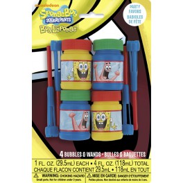 4 SPONGBOB BUBBLE BOTTLES-WAND