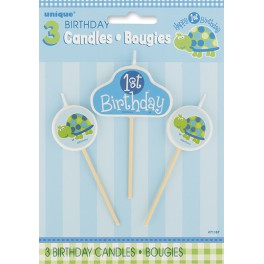 Turtle First Birthday candle set