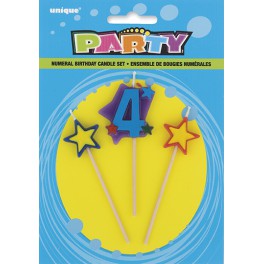 STAR BIRTHDAY CANDLE SET - 4