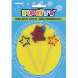 STAR BIRTHDAY CANDLE SET - 6