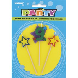 STAR BIRTHDAY CANDLE SET - 9