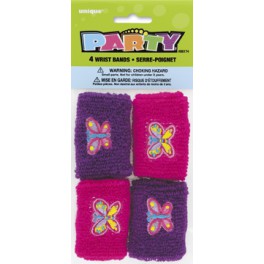 4 WRIST BANDS WITH BUTTERFLIES