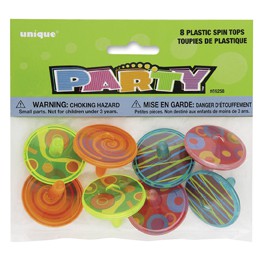 8 PLASTIC SPIN TOPS