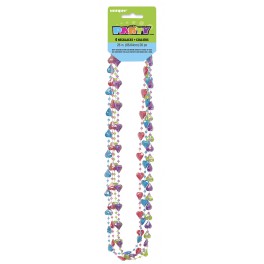 4 HEART BEAD NECKLACES 26"