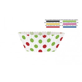 24 RED/GRN DOTS CUPCAKE KIT