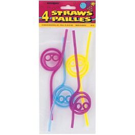 4 HAPPY FACE STRAWS