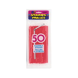 50 CT FLEX STRAWS RUBY RED