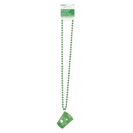 GREEN BEADS W/SHOT GLASS-32''