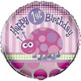Ladybug First Birthday 18" mylar balloon