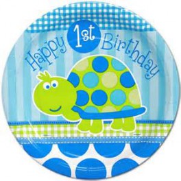 Turtle First Birthday luncheon plate