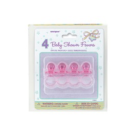 4 PACIFIER 2'' PINK CRYSTL FAV