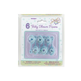 6 BABY RATTLE 2.5'' BLUE FAVOR