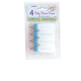 4 BABY BOTTLES 3.5"-BLUE TOP