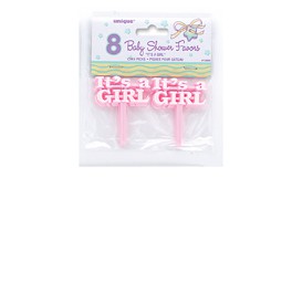 8 IT'S A GIRL PINK CAKE PICKS