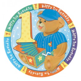 8 1ST B'DAY BLUE 9''PLATES