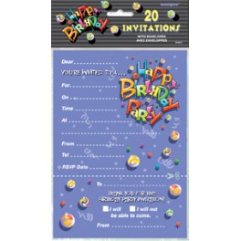 20 BDAY MARBLES FLAT INVITES