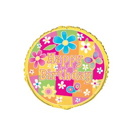 18'' PKG COLOR-FLWRS BDAY FOIL